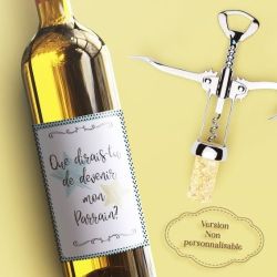 Etiquette bouteille vin ou champagne Demande au parrain