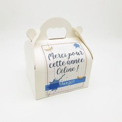 Box / boîte cadeau avec message personnalisé - motif cahier d'école