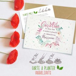 Carte à planter avec graines personnalisée Demande à la marraine