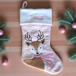 Chaussette de Noël personnalisée | Grande botte de Noël brodée rose| modèle 2025