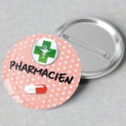 Badge Pharmacien rose