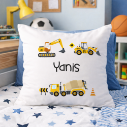 Coussin personnalisé Engins de chantier, tractopelle