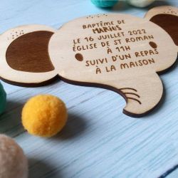 Faire-part en bois mini éléphants