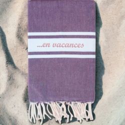 Grande fouta brodée couleur Mauve