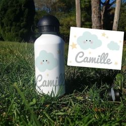 Gourde ou bouteille personnalisée pour enfant modèle Nuages