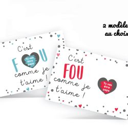 Carte à gratter personnalisable C'est fou comme je t'aime|annonce grossesse