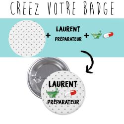 Badge 100% personnalisable rond grand format en métal 45 mm