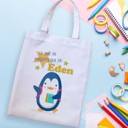 Tote bag sac de bibliothèque Pingouin