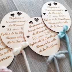 Faire-part en bois mini ballons