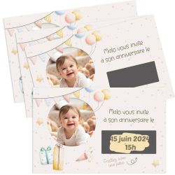 Lot de 4 cartes anniversaire à gratter pastel