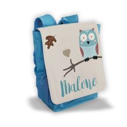 Sac à dos pour enfant personnalisé avec prénom modèle Chouette bleue