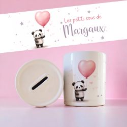 Tirelire personnalisée modèle Panda girly ballon