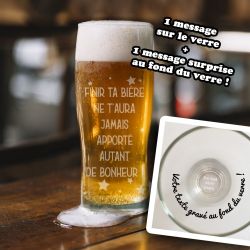 Verre à bière message caché "Finir ta bière..." personnalisé | Annonce originale grossesse