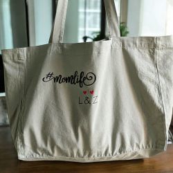 Totebag XXL en coton Momlife personnalisé