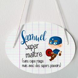 Plaque porte personnalisable - Super maître - salle de classe