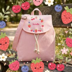 Sac à dos enfant personnalisé en coton bio modèle Fruit, idéal pour la crèche et la maternelle