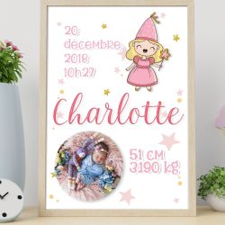 Affiche de naissance personnalisée Fée