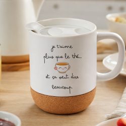 Mug liège message amour « Je t’aime plus que le thé»