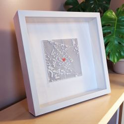 Cadre 3D personnalisé – Plan de votre ville avec cœur à votre adresse