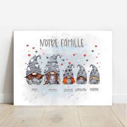 Affiche ou plaque alu personnalisée Notre famille Gnomes