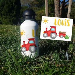 Gourde ou bouteille personnalisée pour enfant modèle Tracteur