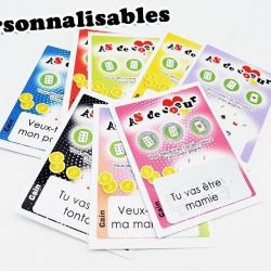 Ticket à gratter Jeu "As de coeur" personnalisée avec message de votre choix|annonce grossesse