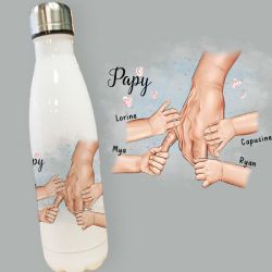 Bouteille isotherme Papy et mains des petits enfants