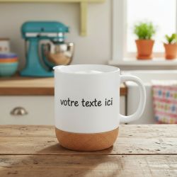 Mug base en liège personnalisé avec votre texte
