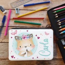 Trousse remplie crayons feutres personnalisée Renarde