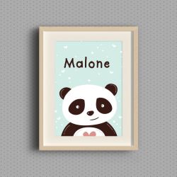 Affiche panda personnalisée pour chambre d’enfant avec prénom