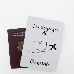 Protège passeport personnalisable Avion coeur