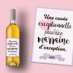 Etiquette bouteille vin pour marraine exceptionnelle