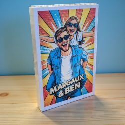 Cadre photo personnalisé en briques – Portrait pop art original