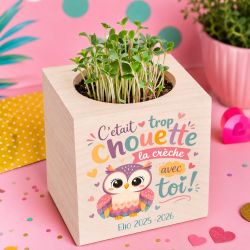 Ecocube personnalisé Chouette la crèche | Cadeau original pour remercier le personnel de crèche