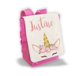 Sac à dos pour enfant personnalisé avec prénom modèle Licorne doré