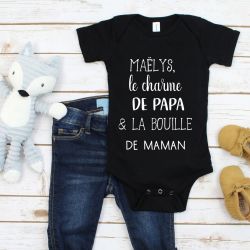 Body bébé personnalisé Le charme de papa et la bouille de maman