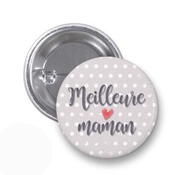 Badge rond Meilleure maman - grand format en métal - 44 mm -