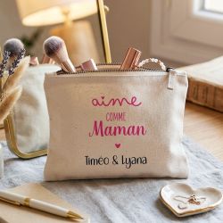 Pochette coton personnalisée maman | Cadeau Fête des Mères avec prénoms