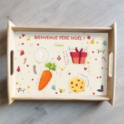 Plateau en bois "Bienvenue Père Noël" personnalisé