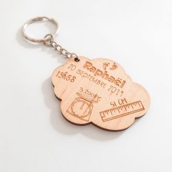 Porte clé personnalisable en bois Naissance Nuage | Idée cadeau papa | Idée cadeau maman