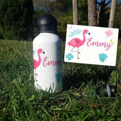 Gourde ou bouteille personnalisée pour enfant modèle Flamand rose