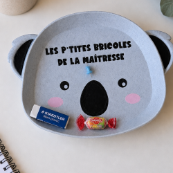 Plateau Koala personnalisable maîtresse – cadeau original fin d’année scolaire