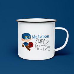 Tasse émaillée personnalisable Super maître