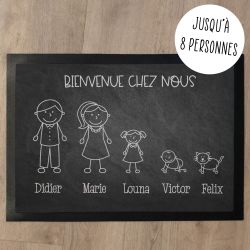 Tapis de porte personnalisé famille et animaux