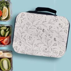 Lunch box isotherme adulte modèle Fleurs grises