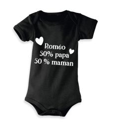 Body bébé personnalisé 50% papa 50% maman