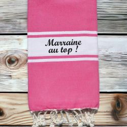 Grande fouta brodée couleur Rose