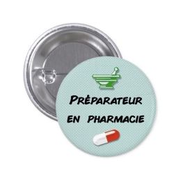 Badge Préparateur en pharmacie avec épingle fond