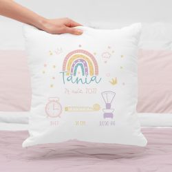 Coussin personnalisé naissance Rainbow