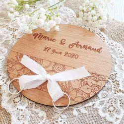 Porte alliances en bois  ou en plexi transparent | personnalisé | Mariage | Bandeau fleuri